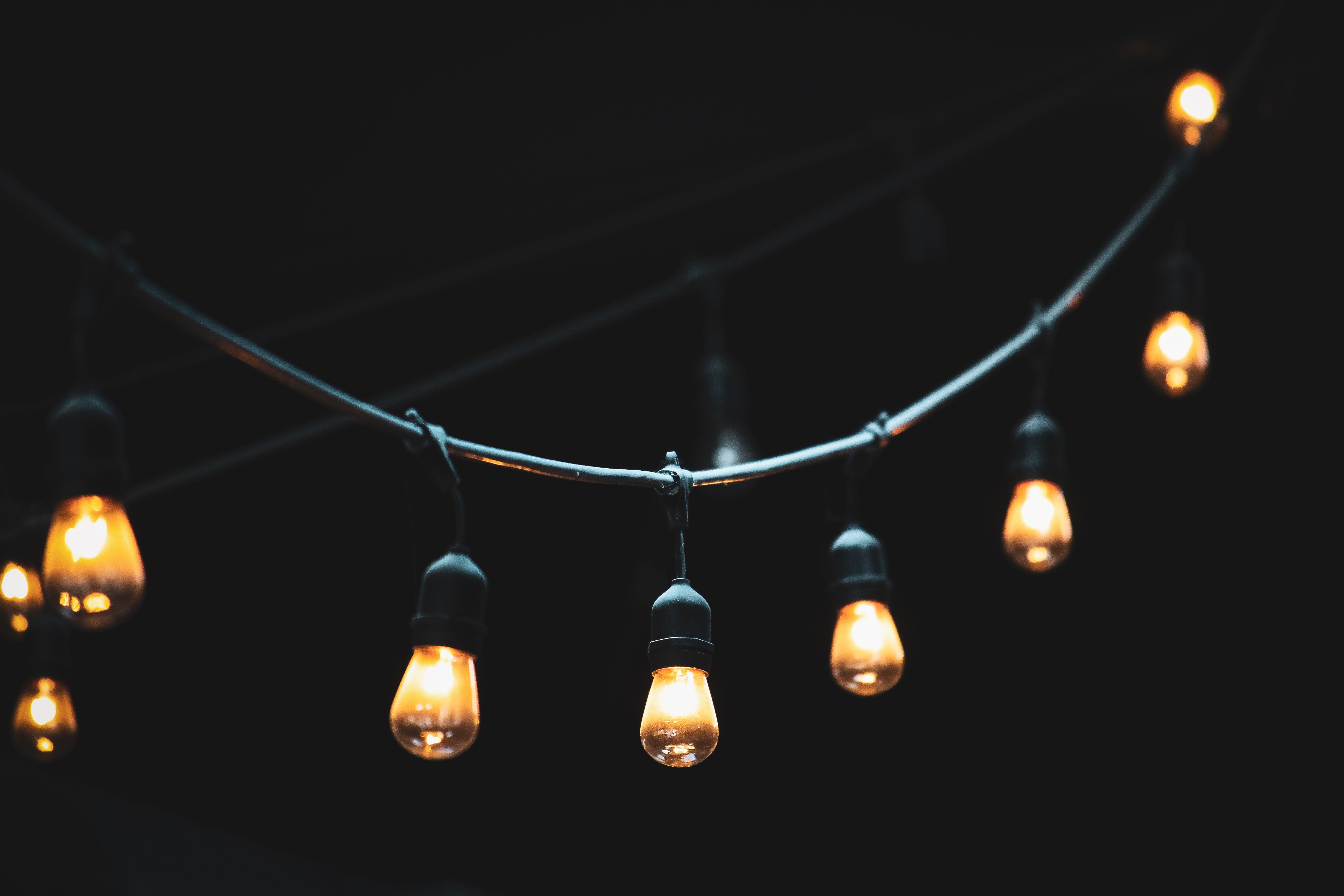 hanging string lights for living room