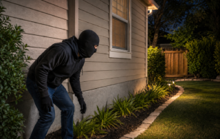 Outdoor security lighting around home with lighting
